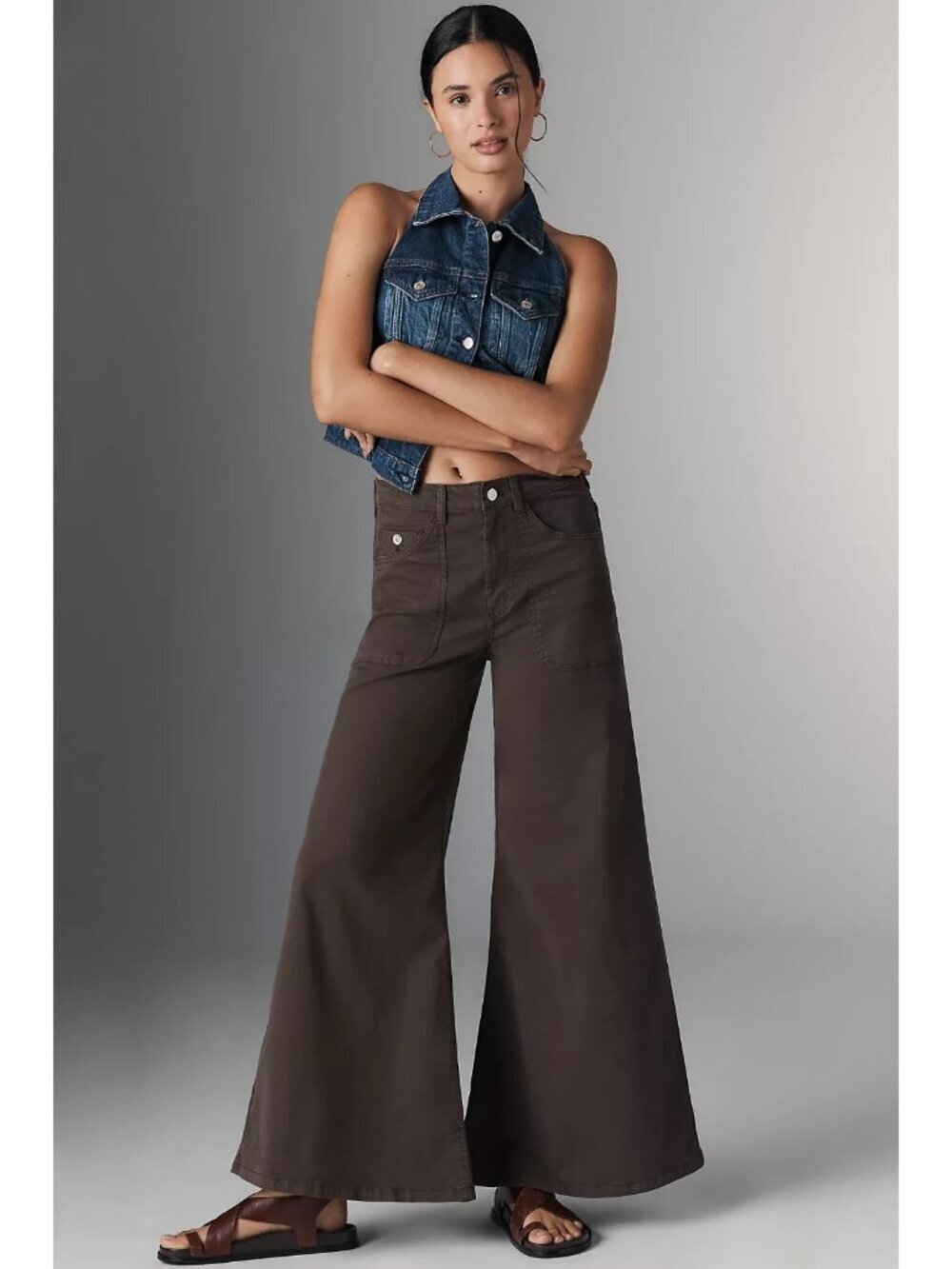 Pilcro High-Rise Wide-Leg Flare Pants Fudge Mocha 20W